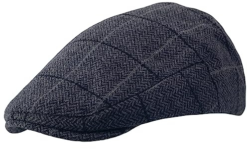 Itzu Men's Flat Cap Hat Herringbone Grey