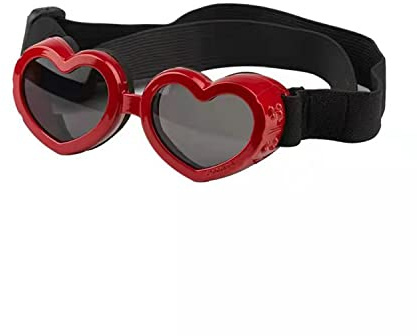 Occhiali da sole per cani, a forma di cuore, regolabili per cani, occhiali protettivi UV per cuccioli, occhiali da moto per cani di piccola e media taglia, antivento, rosso