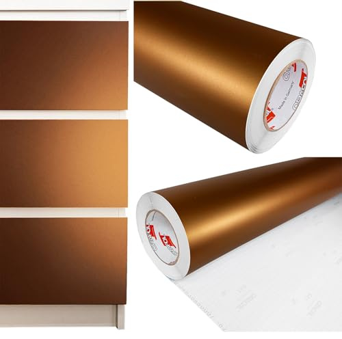 Möbelfolie selbstklebend 100x350 cm | Einfarbig Klebefolie für Möbel | Klebefolie Möbel - einfache Anwendung, ideal für die Renovierung von Küche oder Bad | Möbelfolie | Kupfer Matt