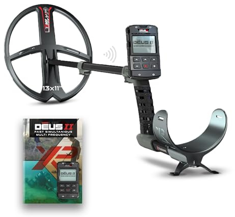 XP Metalldetektoren Deus II RC - Wasserdicht und multifrequent, ideal für Schatz- und Reliktsuche - mit 13x11'' FMF-Spule (34x28 cm), kabelloser Fernbedienung und S-Teleskopstange (DEUS2-34FMFRCGE)