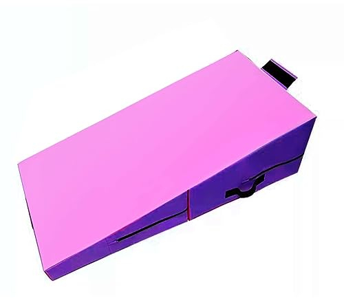 Rygcrud Faltbare Gymnastikmatte - Schräger Käsekeil, Kinder Skill Shape Tumbling Matten Mit Tragegriff Für Drinnen, Aerobic, Fitness-Übung (Farbe : Rosa, Größe : 172x80x35cm)