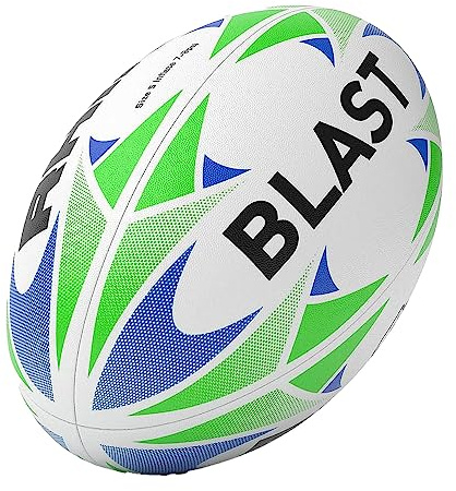 Rhino - Ballon de Rugby Blast (Taille 5) (Blanc/Bleu/Vert)