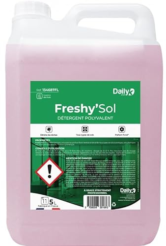 DAILY K - Détergent polyvalent sols FRESHYSOL - Détergent neutre - Floral - Fabriqué en France - Bidon 5 Litres