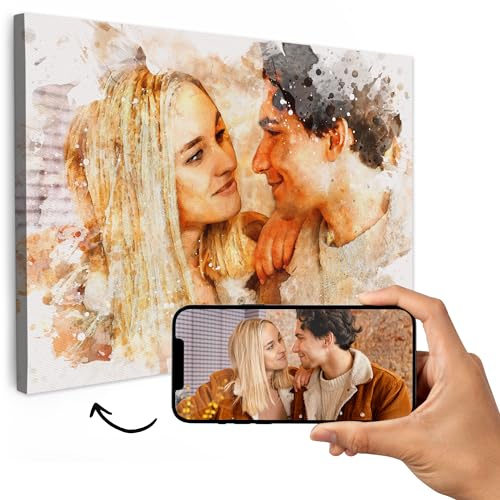 MuchoWow© personalisierte Geschenke Wandbilder Groß XXL Schlafzimmer Home | 120x80 cm - Deko Wohnung Bild personalisiert Wohnzimmer Fotoleinwand Wand Bilder Leinwand Wall Decor Aquarellart