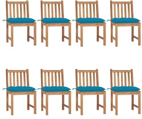 WHOPBXGAD klappstuhl bis,klappsessel,Camping Stuhl,rattansessel,Gartenstühle 8 STK. mit Kissen Massivholz Teakstapelstuhl,klappstuhl Holz,campingstuhl mit Tisch,gartenstuhl,Sun Garden,