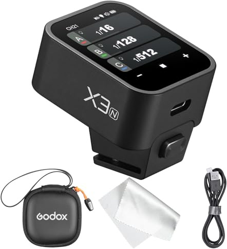 Godox X3 N TTL 2,4GHz Drahtloser Blitzauslöser für Nikon Kameras, OLED Touchscreen Funkauslöser, HSS 1/8000s, Eingebaute Lithiumbatterie, USB-C Schnellladung