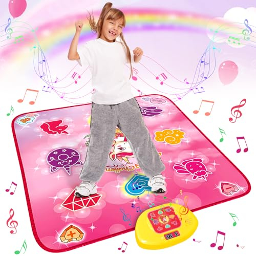 Yuning Tanzmatten Kinder Geschenke, Elektronisches Tanzpad Kindertanzmatten Musikmatte Tanzmatte mit 5 Spielmodi 3 Herausforderungsstufen, Geschenke für Mädchen ab 3 4 5 6 7 8 9 10 11 12+ Jahre