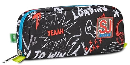 SJ Gang Portapenne Scuola, Nero, Born To Fun, Bustina con Scomparto Unico Portapenne, Accessori Zaino Scuola Elementari, Medie, Astuccio Bambino