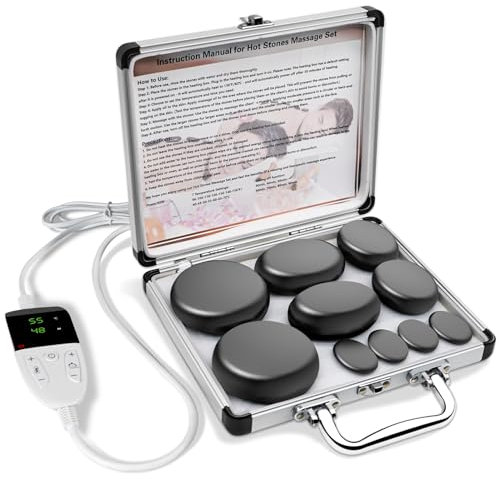 Professional Basalt Hot Stone Massage Set - 10 Piece Portable Electric Warmer for Relaxation & Spa Treatment