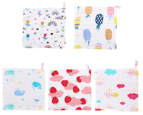 TOYANDONA 5 Piezas Toalla De Cara Paños para Eructar Toallas De Bebe para Niñas Recién Nacidas Toallitas De Bebe Lindo Toallita Infantil Paño De Algodón Gasa Vestimenta Facial Recién Nacido