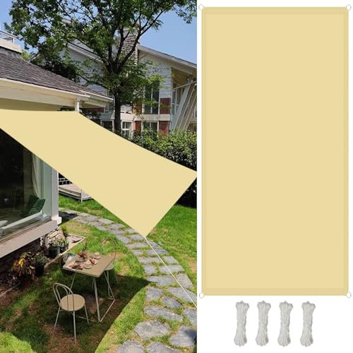Vela Ombreggiante Parasole 3 x 3 m Panno Ombreggiante, Vela Ombreggiante Antivento Pes Protección Rayos UV per Serra/Balcone/Cortile/Tetto, Giallo sabbia