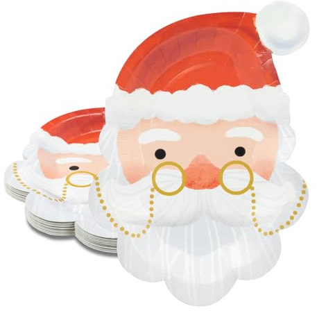 BFB Weihnachten Pappteller Set 24 Stück Weihnachtsmann Weihnachtsteller Partygeschirr Set Tischdekoration Geschirrdekoration, Heteromorphose