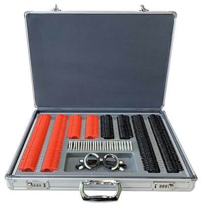 trial lens plastic optical set of 266pcs, spectacle test disc, visual function test lens insert, try-on box, astigmatism outer ring mark, with aluminum case, for eye hospital vision test