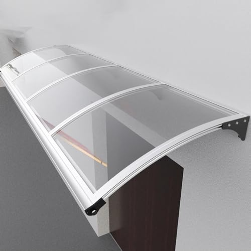 Fenstermarkise aus Polycarbonat, UV-Schutz, Regenschutz für Veranda, Garten, Terrasse, Aluminiumhalterung, Schwarz, 100 x 200 cm