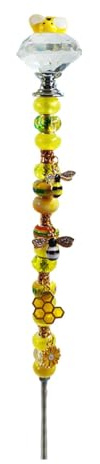 Sghtil -Blumentopfstäbe, Gartenstecker, | Juwelenbesetzte Gartenstecker mit Bienenanhänger | Feenstab, kleine Biene, steckbares Schild mit Perlen für den Hof, kleine niedliche Biene