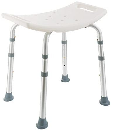 Arebos Tabouret de Douche | Réglable en Hauteur | Cadre en Aluminium | Pieds en Caoutchouc antidérapants | Assise avec poignées de sécurité | Aide à la Douche | Chaise de Douche | Siège de Douche