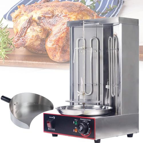Beachtiful Macchina Rotante per Barbecue con Forno per Barbecue Rotante Verticale Commerciale, Macchina Rotante Elettrica Automatica in Acciaio Inossidabile con Temperatura Regolabile,Pan