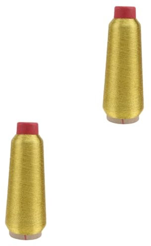 TEHAUX 2stücke Metallic Maschinenstickgarn Yards Spule Gold Nähgarn Für Maschinenstickerei Hohe Festigkeit Und Farbbrillanz Für Kreative Nähprojekte