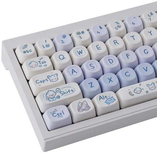 TYRIXKI PBT Keycaps 137 Keys MOA Profile Cute Blue-White Puppy Keycaps | Dye-Sublimation Custom Keycap Set Custom Keycap for Cherry Gateron MX Switches Mechanical Keyboards