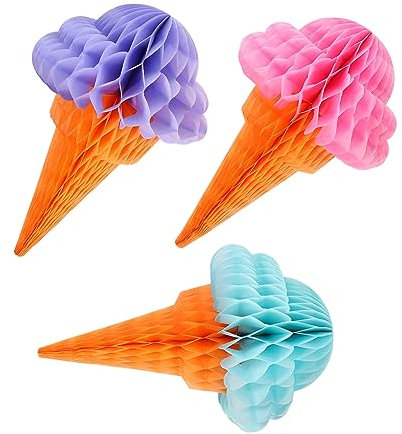 TINEASUR Eiscreme Motto 6 STK Eiscreme-wabenkugeln Mini- Hawaii Wabenball Szene-hängedekoration Hawaii Party Dekoration Eiscreme Dekoration Wabenkugel-anhänger Neuartige Wabenverzierung Metall