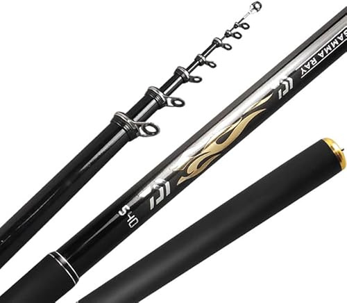 ZSXPBZL Angelrute,Teleskopruten,Spinnrute Rock-Angelrute 3. 6m-6,3 m High Carbon Super Hard Teleskopische Angelrute for Big Fish Baitcasting Rod Sea Rod Medium Fast(4.5m)