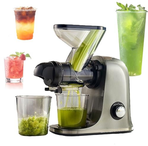 OmePS Spremiagrumi a Freddo, Spremiagrumi Ad Alta Resa da 100 W con Filtro Ultradenso, Separazione Automatica del Succo e Facile da Smontare, Spremiagrumi a Basso Decibel per Frutta e Verdura Intera