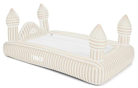 FUNBOY Kids Striped Castle Sleepover Travel Bed & Air Mattress. Perfect for Sleepovers. Includes Carrying Storage Bag, Twin