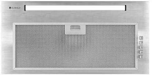 GLOBALO Campana de cocina, campana empotrable 60 cm, ventilador plano, filtro de grasa, campana mueble con iluminación, Viledo 60.1 Inox en acero pintado