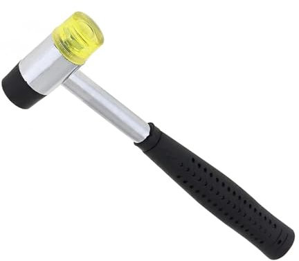 Hotooldo 35mm Rubber Mallet Non-Marking Rubber Mallet Hammer Steel Pipe Mallet with Non-Slip Rubber Handle for DIY Projects Crafts,Black-Silver 2Pcs