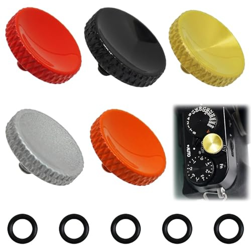 EuAcesry 5 Bouton de Déverrouillage Souple, Métallique Déclencheur en Cuivre Compatibles avec Les Appareils Photo Compatible avec Fuji, Ca-Non, Ni-kon, O-lympus (Rouge, Noir, Argent, Orange, Laiton)