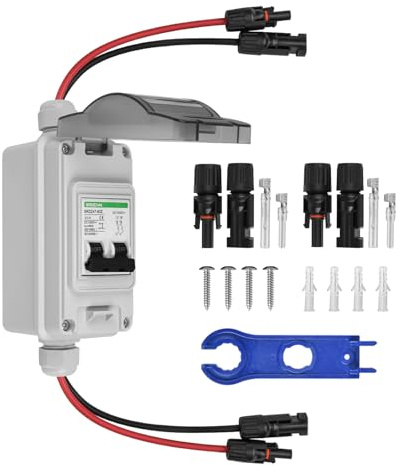 TEOV DC Trennschalter Solar PV, 2P 63A 1000V Leistungsschalter mit Kabel IP65 Wasserdicht Trennschalter für Solar PV Anlage