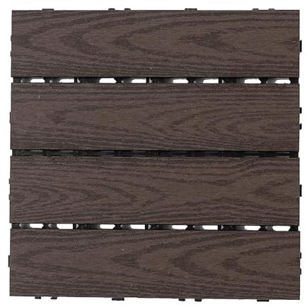 Kanduo Plancher en plastique Carreaux de terrasse à emboîtement extérieurs, revêtement de sol de balcon, revêtement de sol imperméable, revêtement de passerelle extérieure, paquet de 6 Plastiques rési