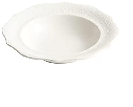 CFY652 Piatti Servizio Piatto in Ceramica Piatto Fondo Rotondo Ciotola for Pasta for la casa con Motivo in Rilievo Piatto da Insalata for Ristorante Cafe Piatto Fondo Bianco Puro Piatto Fondo Piatto