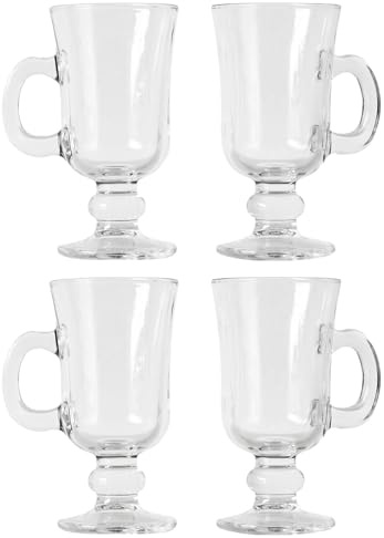 Darthome Set of 4 Irish Coffee Glasses 230ml Clear Modern Glass Tea Latte Cafe Cups Mugs