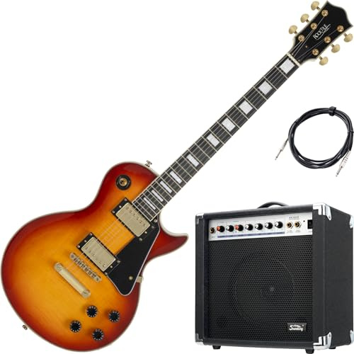 Rocktile Pro L-200OHB Guitarra Eléctrica Orange Honey Burst Set AK20GR | Modelo: L-200OHB, Serie: Rocktile Pro, Peso: aprox. 3, 9 kg, Número de cuerdas: 6, Orientación: Diestros, Cuerpo: Caoba, 3 mm