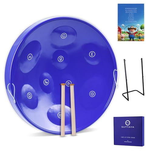 9-Noten Steelpan (Steel Drum) mit Ständer – Pädagogisches Musikinstrument für Anfänger & Hobbyspieler von Suttaya