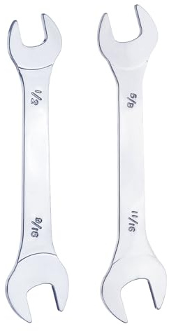 sourcing map 2pcs Double Open End Thin Wrench Set 1/2 9/16 5/8 11/16 SAE Super Thin Small Flat Head Wrench Mirror Polished Open Ended Spanner for Automotive Repair Furniture Assembly