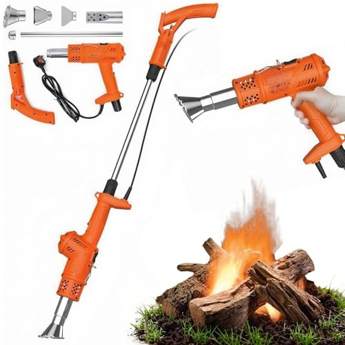 3-in-1 Elektro-Unkrautbrenner & Heißluftgebläse - 500L/min Mit 5 Aufsätzen Für Unkrautvernichtung, Dacharbeiten & Eisschmelzen (Industrielles Gartengerät)(Orange)