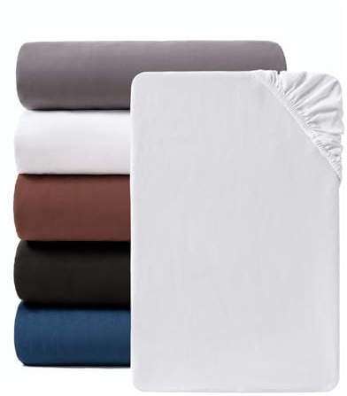 Lumimi Spannbettlaken Spannbetttuch Bettlaken aus Mikrofaser, 180cm x 200cm für Matratzen bis 30cm Höhe, Superweich Schlafkomfort Rundum Gummizug Faltenfrei Formstabil Pflegeleicht Weiss