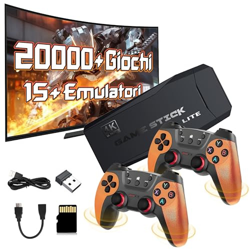 M9 console di gioco retrò,20000+ giochi,15+ emulatori,uscita 4K HD 1080P,console di gioco portatile con doppio controller wireless 2.4G, console per videogiochi plug and play per TV/computer (64G)