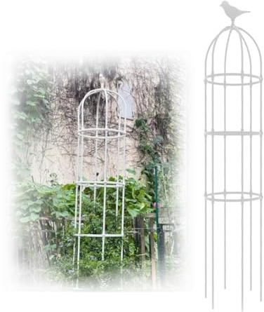 Enrejado de metal para jardín para plantas trepadoras de 180, 230, 280, 330 cm, soporte grande para vegetales, plantas en maceta, uso interior y exterior, ideal para clemátides y jazmín (blanco, 180