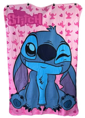 Stitch Fleece Throw Blanket for Children – 100x140cm – Soft & Cosy Polyester Kids Blanket – Winter Bedding & Travel Accessory