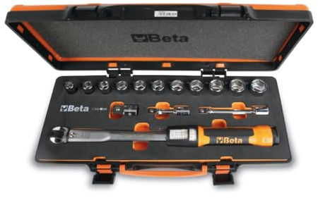 Beta 666/C10X - Chiave dinamometrica a scatto Zero-Reset 20–100 Nm con quadro 1/2” in cassetta con bussole e prolunghe