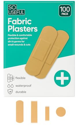 Fabric Plasters Sensitive Skin Lightweight Adhesive Wound Extra Flexible Finger Strip Plaster Hypoallergenic Stretchable Plasters Suitable for Small Wound and Cuts Dirt (100Pcs)