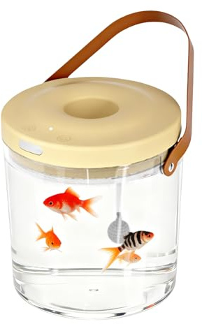 Tragbares Aquarium – Beleuchtung und leise Belüftung | Kleines, transparentes, wiederaufladbares Polycarbonat-Aquarium | Für Kinder zum sensorischen Spielen und Transportieren von Angelködern, drinnen