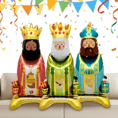 Partyballonger För Vuxna 3 Stycken Kungformad Stående Födelsedagstillbehör | Dekorativa Ballonger För Fest Och Högtid För Festplanerare Jul Butik Företagsevent Familjeträffar Skola Småföretag