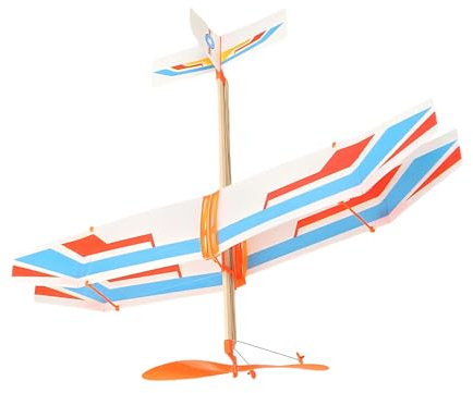Rubber Band Airplane, Elastic Glider Aircraft, Wooden Plane with Launcher, Lightweight Foam Flyer Design, Outdoor Sports Toy, Fun Camping Garden Activity for Boys Girls Adults Students