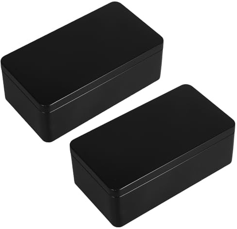DOITOOL 2pcs Small Rectangular Tinplate Keepsake Box and Cash Saving Box with Airtight Lid, Obsidian Black Metal Storage Container for Wedding Party, Tea, Candy, and Coin Organization