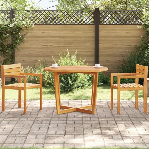 ChicAbode Garten-Esstisch Rund Ø110x75 cm Massivholz Akazie