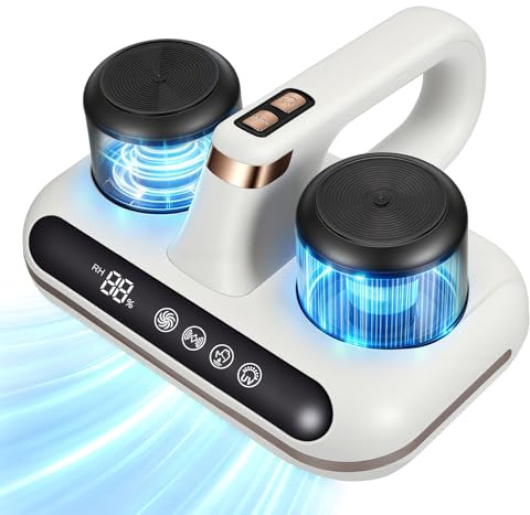 Cordless Mattress Vacuum Cleaner with UV Light & LED Screen, Double-Cup Handheld Vacuum Cleaner for Bed, Ultrasonic Mite Vacuum with 10000Pa Suction, Mattress Maid Handheld UV-C Bed Vacuum for Home